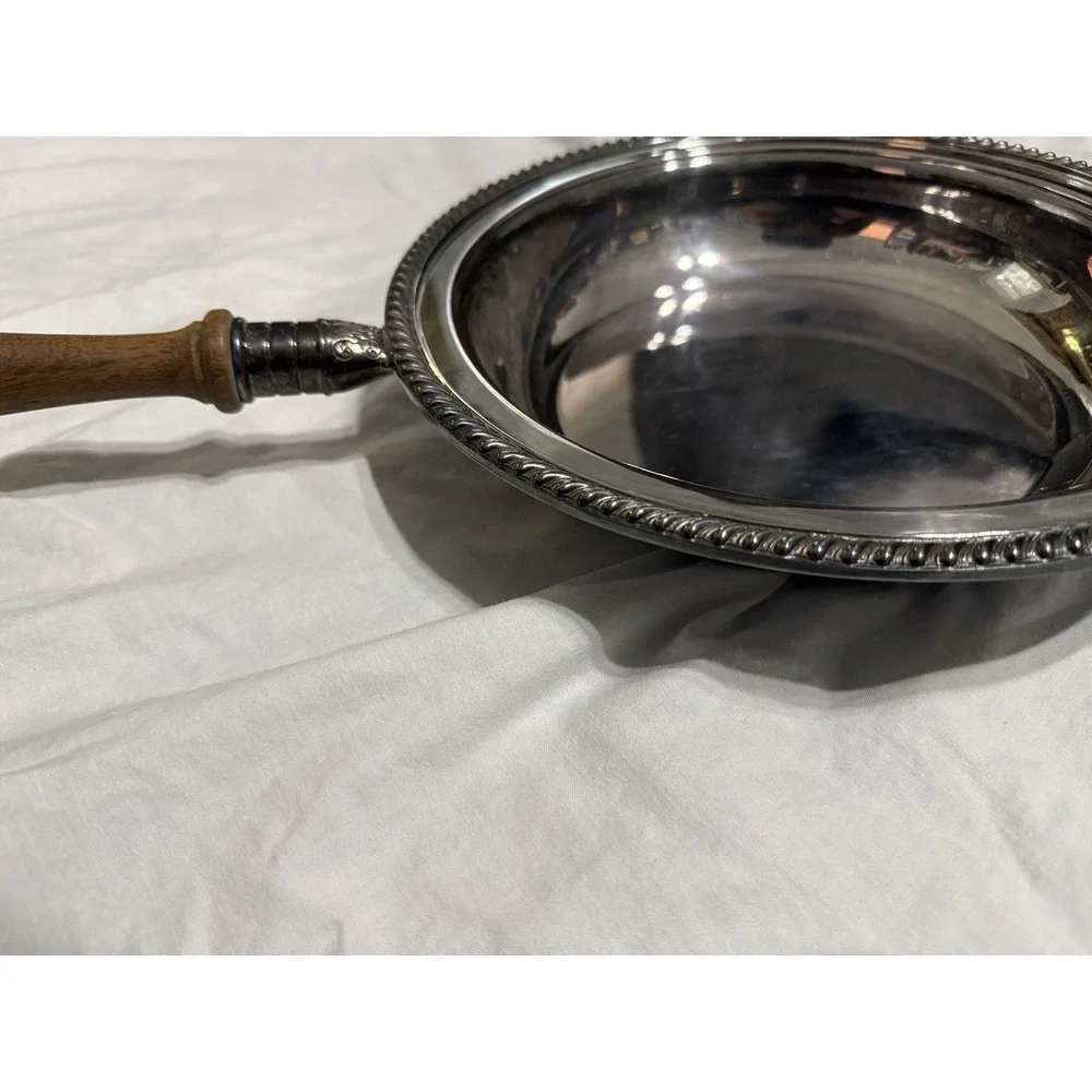 Vintage Gorham Silverplate Serving Dish Wood Handle‎ Insert Bowl